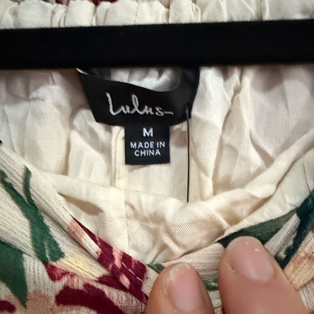 Lulu's Floral Wide Leg Pants in Cream and Burgundy - Picture 2 of 3